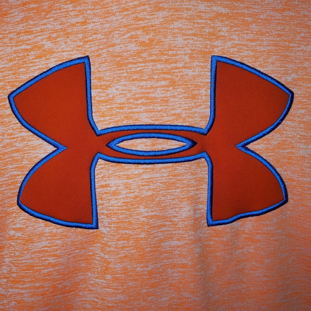 Under Armour ColdGear Hoodie‎ Womens Small Orange Heathered Pullover Sweatshirt - Picture 3 of 4